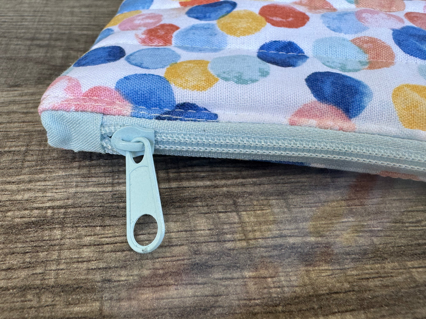 Polka Dot ~ Quilted Zipper Wallet | Padded 100% Cotton Coin Purse | 6.5" x 4" Handmade Zipper Pouch