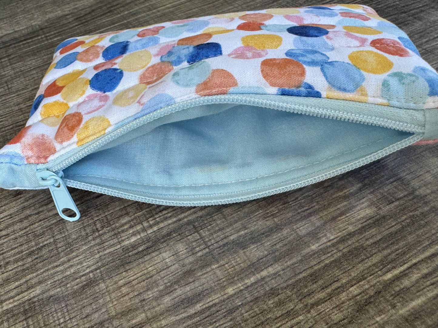 Polka Dot ~ Quilted Zipper Wallet | Padded 100% Cotton Coin Purse | 6.5" x 4" Handmade Zipper Pouch
