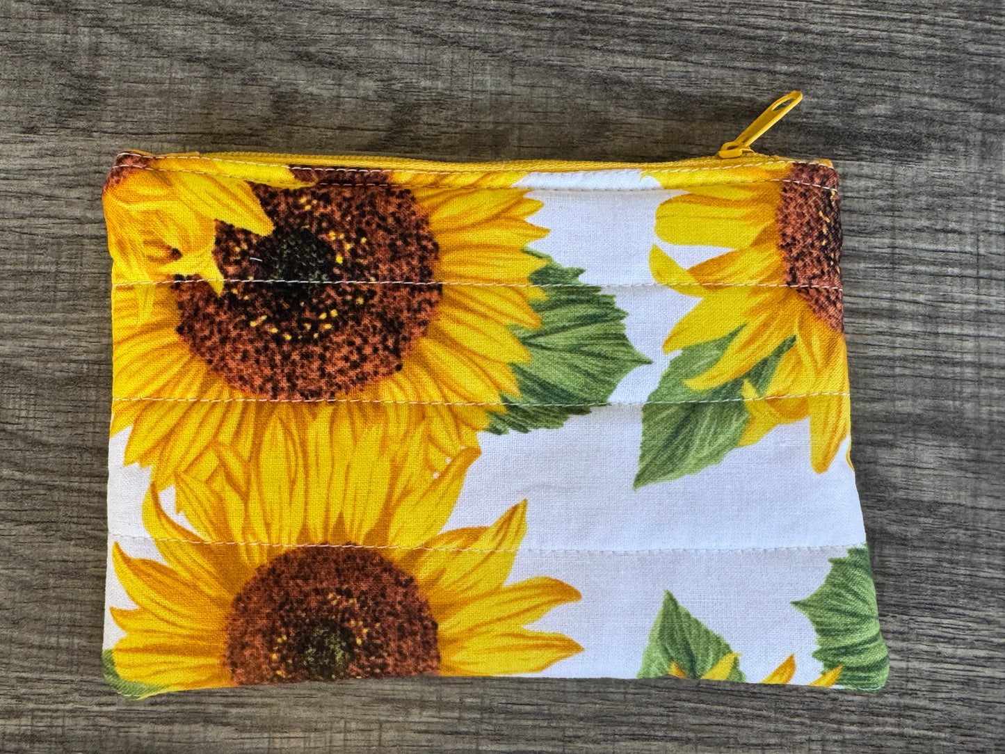 Sunflower ~ Quilted Zipper Wallet | Padded 100% Cotton Coin Purse | 6.5" x 4" Handmade Zipper Pouch
