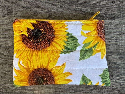 Sunflower ~ Quilted Zipper Wallet | Padded 100% Cotton Coin Purse | 6.5" x 4" Handmade Zipper Pouch