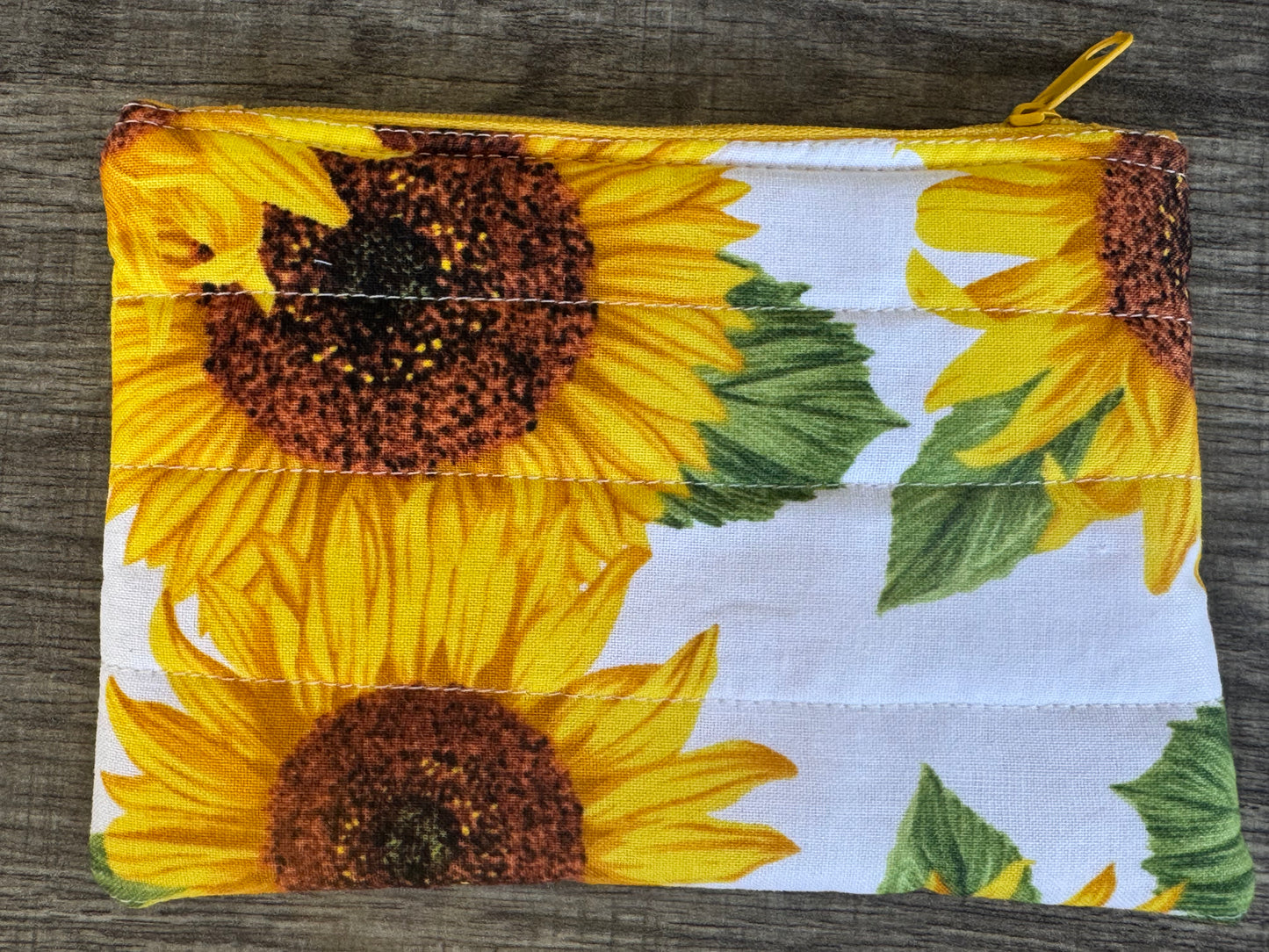 Sunflower ~ Quilted Zipper Wallet | Padded 100% Cotton Coin Purse | 6.5" x 4" Handmade Zipper Pouch