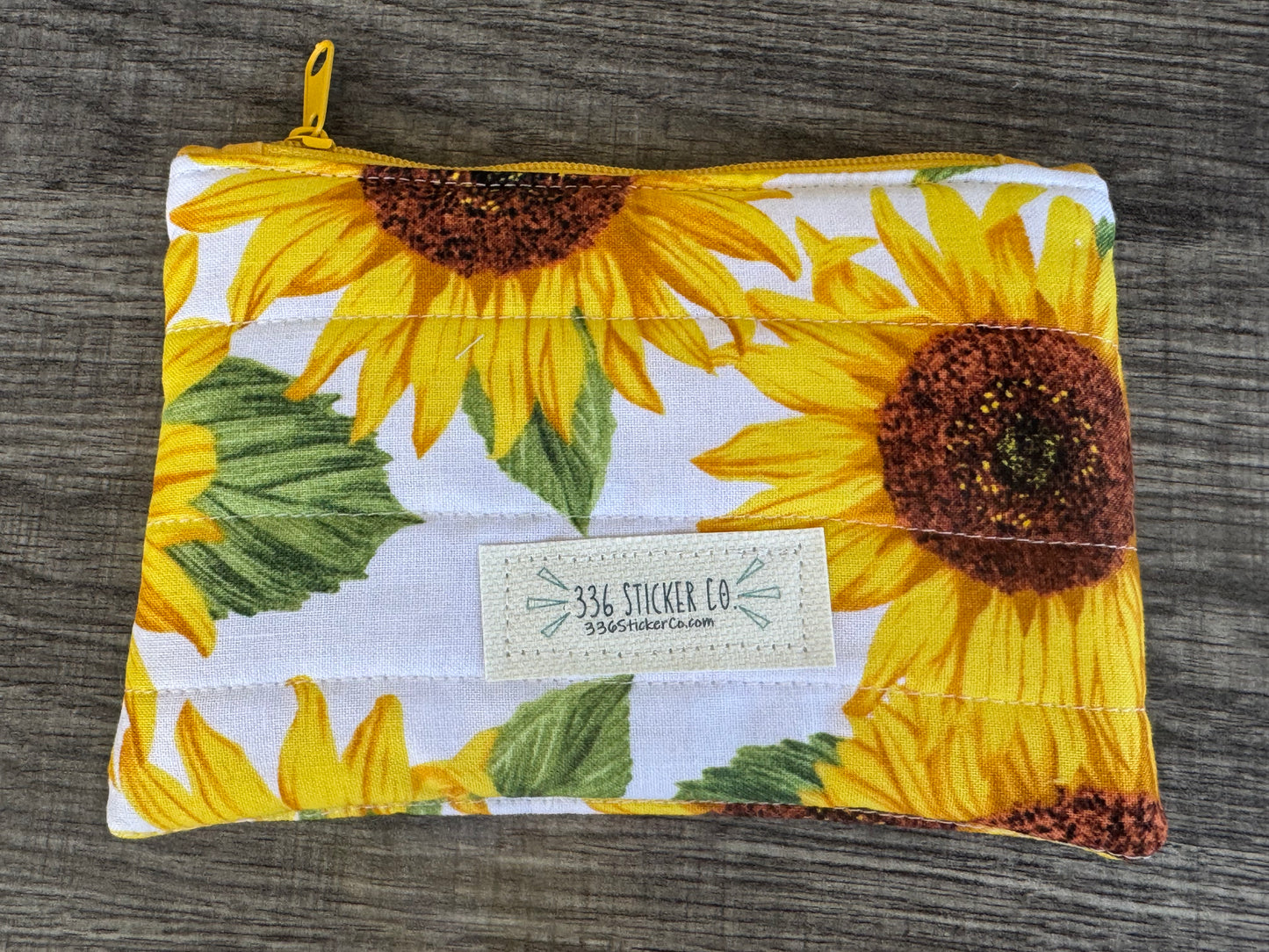 Sunflower ~ Quilted Zipper Wallet | Padded 100% Cotton Coin Purse | 6.5" x 4" Handmade Zipper Pouch