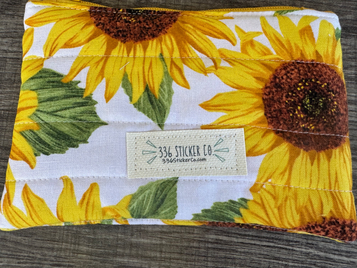 Sunflower ~ Quilted Zipper Wallet | Padded 100% Cotton Coin Purse | 6.5" x 4" Handmade Zipper Pouch