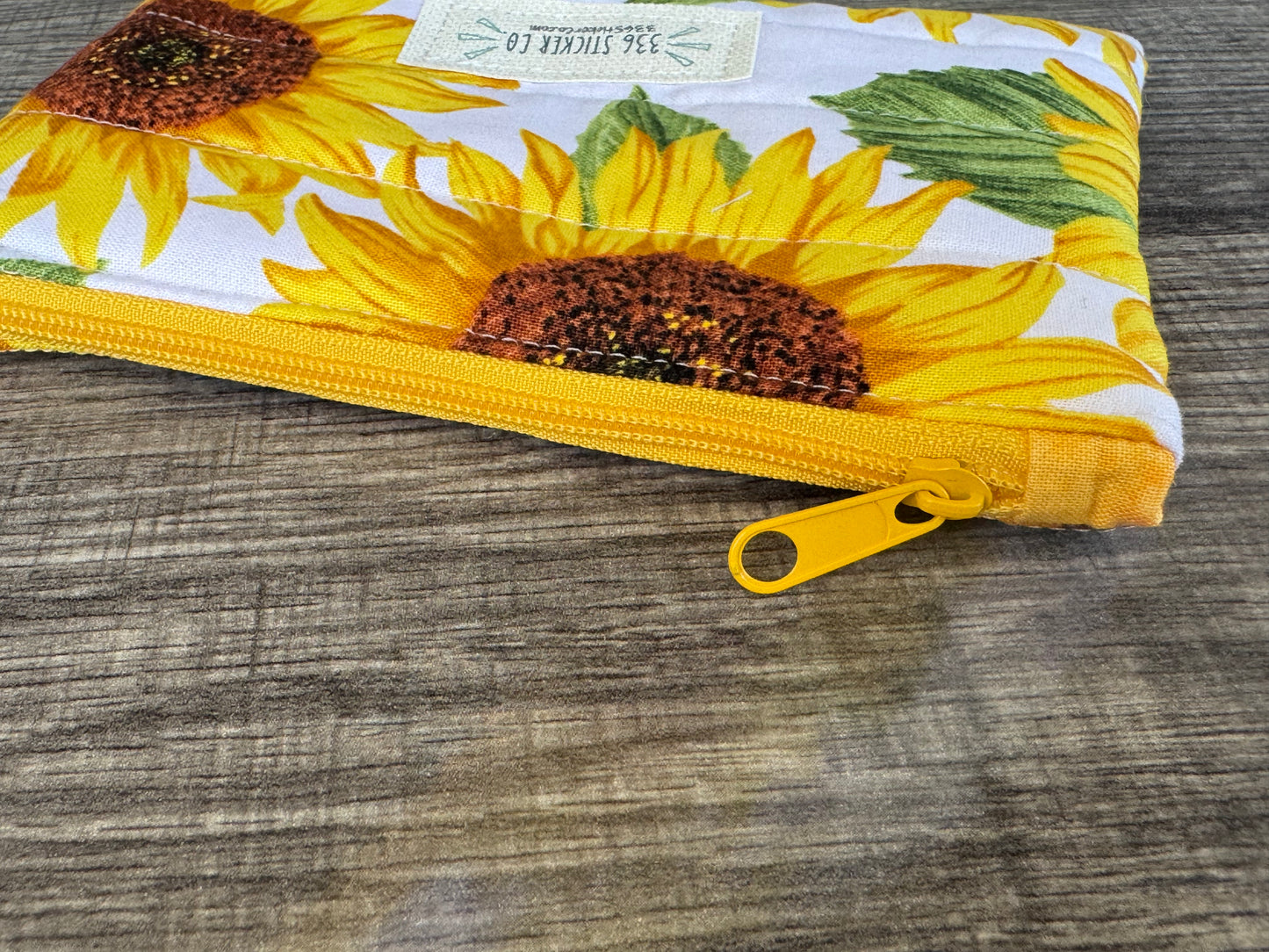 Sunflower ~ Quilted Zipper Wallet | Padded 100% Cotton Coin Purse | 6.5" x 4" Handmade Zipper Pouch