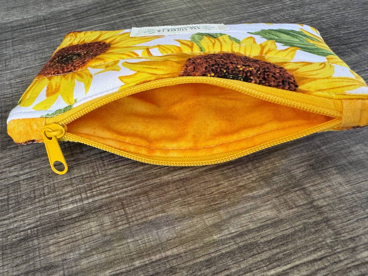 Sunflower ~ Quilted Zipper Wallet | Padded 100% Cotton Coin Purse | 6.5" x 4" Handmade Zipper Pouch