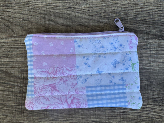 Pastel Patchwork ~ Quilted Zipper Wallet | Padded 100% Cotton Coin Purse | 6.5" x 4" Handmade Zipper Pouch