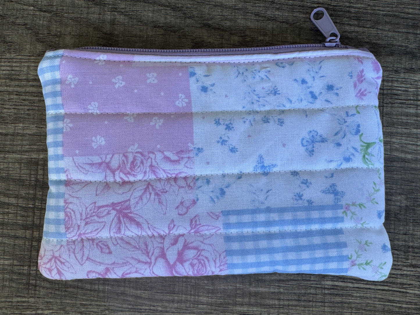 Pastel Patchwork ~ Quilted Zipper Wallet | Padded 100% Cotton Coin Purse | 6.5" x 4" Handmade Zipper Pouch