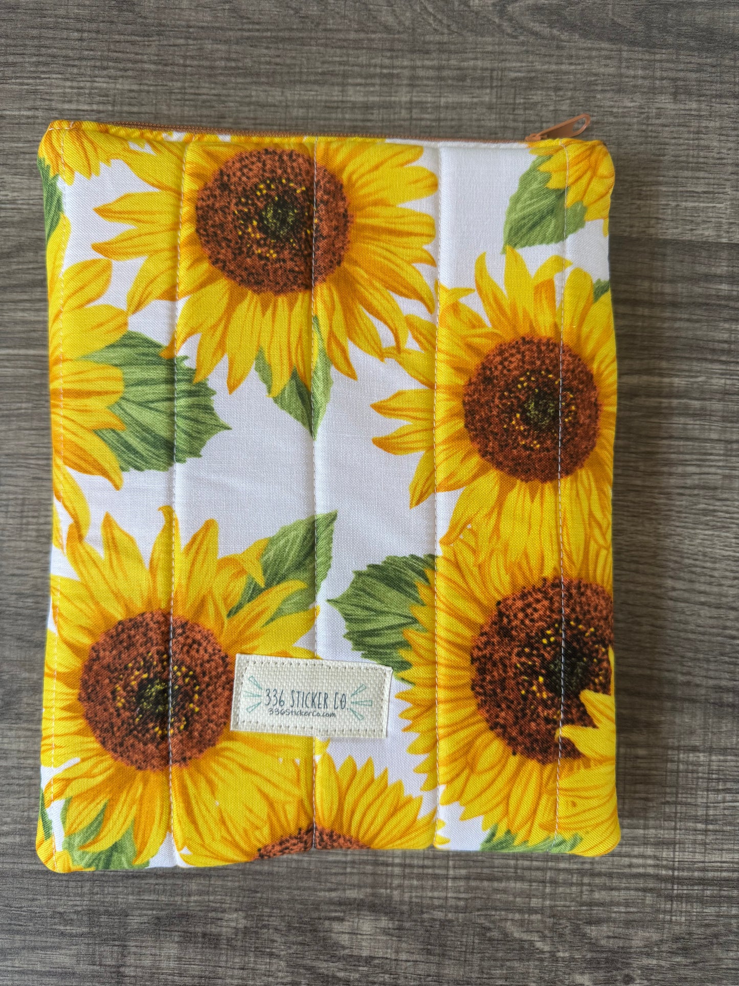Sunflower E-Reader Case | E-Reader Cover | E-Reader Pouch | Handmade Kindle Sleeve | Padded E-Reader Case | 8x10 Cotton Kindle Pouch | Paperwhite Sleeve | Book Lover Gift | Tablet Sleeve | Zippered E-Reader Cover