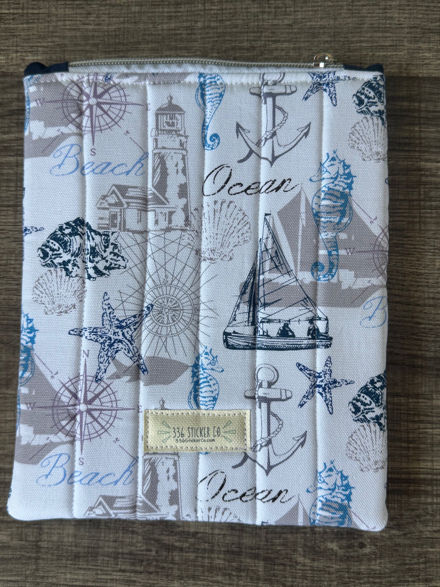 Beach E-Reader Case | E-Reader Cover | E-Reader Pouch | Handmade Kindle Sleeve | Padded E-Reader Case | 8x10 Cotton Kindle Pouch | Paperwhite Sleeve | Book Lover Gift | Tablet Sleeve | Zippered E-Reader Cover