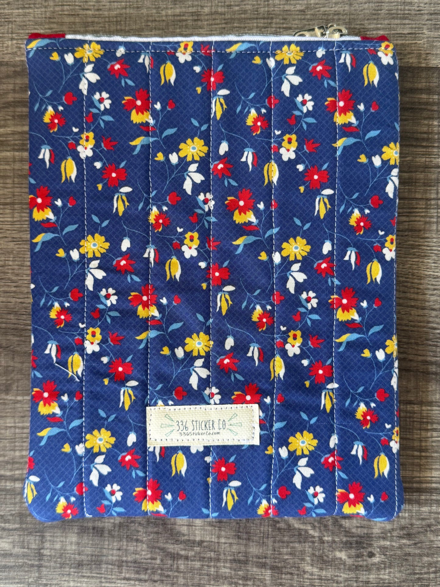Floral Navy E-Reader Case | E-Reader Cover | E-Reader Pouch | Handmade Kindle Sleeve | Padded E-Reader Case | 8x10 Cotton Kindle Pouch | Paperwhite Sleeve | Book Lover Gift | Tablet Sleeve | Zippered E-Reader Cover