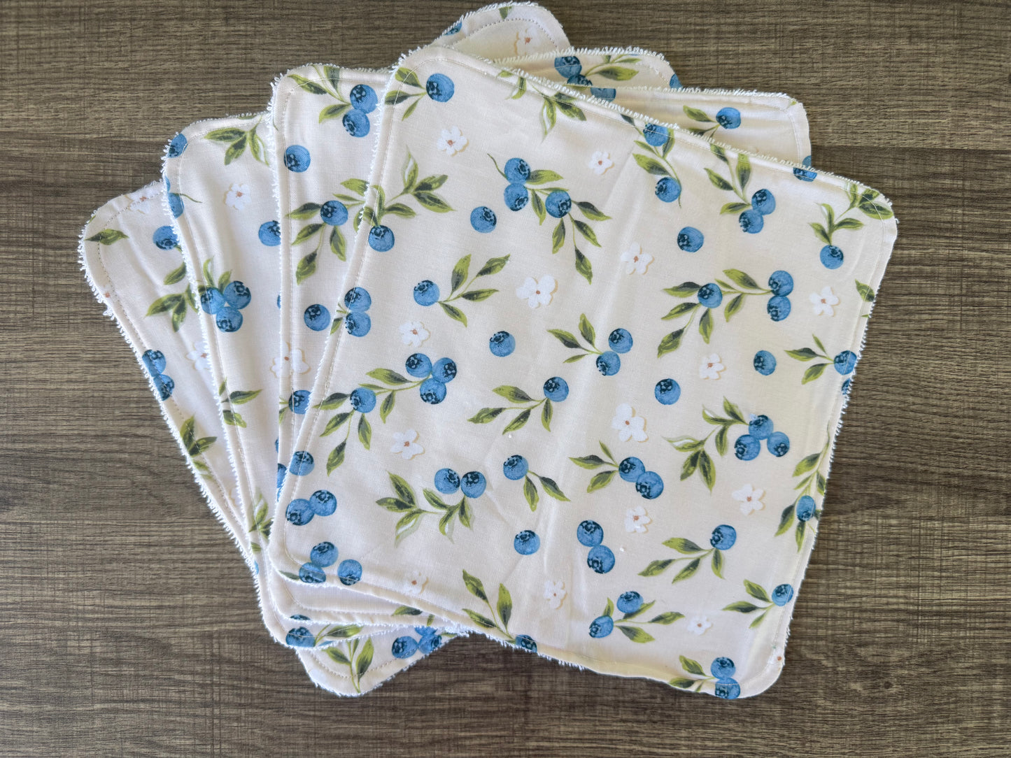 Blueberry ~ Decorative Dishrags | 100% Cotton & Terry Cloth | Reusable Kitchen Cleaning Cloths | Set of 4 | 10" x 10"