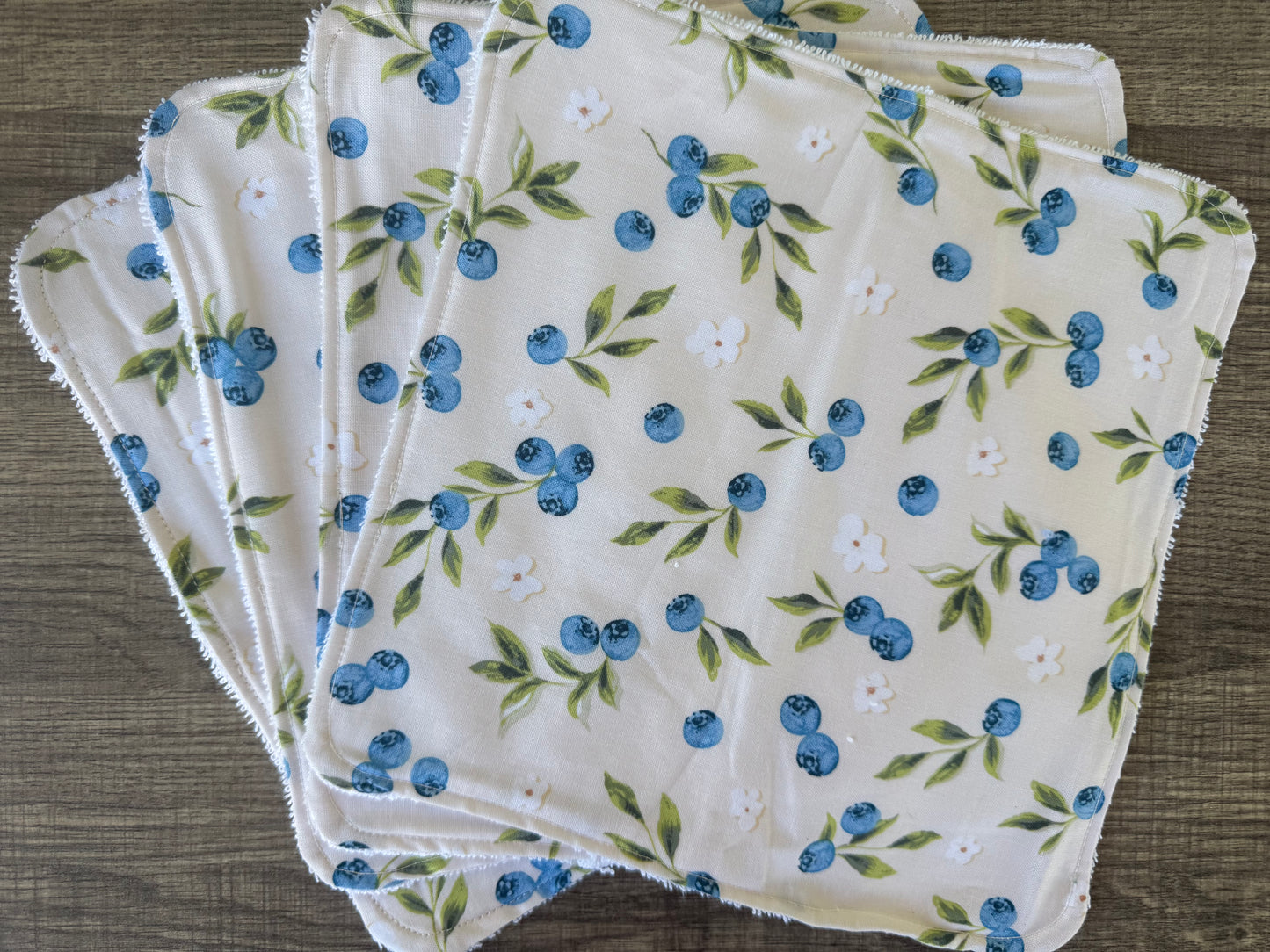 Blueberry ~ Decorative Dishrags | 100% Cotton & Terry Cloth | Reusable Kitchen Cleaning Cloths | Set of 4 | 10" x 10"