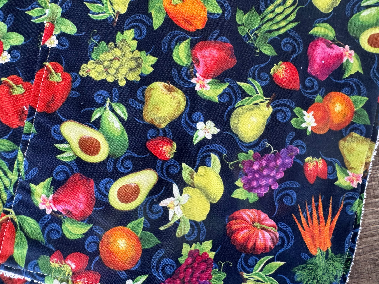Vegetables Navy ~ Decorative Dishrags | 100% Cotton & Terry Cloth | Reusable Kitchen Cleaning Cloths | Set of 4 | 10" x 10"