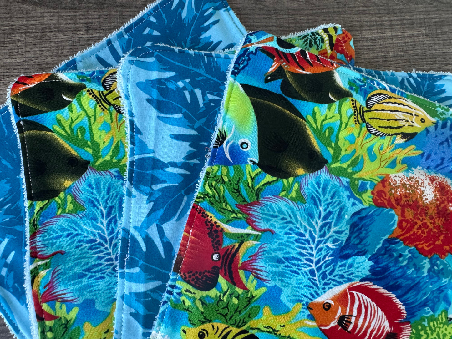 Tropical ~ Decorative Dishrags | 100% Cotton & Terry Cloth | Reusable Kitchen Cleaning Cloths | Set of 4 | 10" x 10"