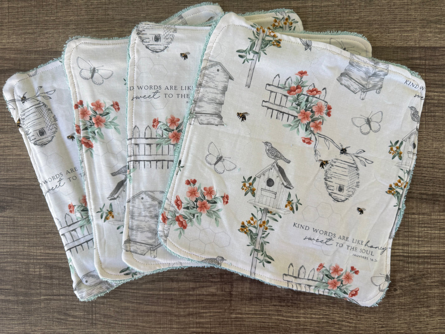 Birdhouse ~ Decorative Dishrags | 100% Cotton & Terry Cloth | Reusable Kitchen Cleaning Cloths | Set of 4 | 10" x 10"
