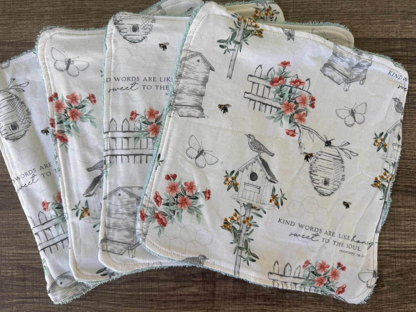 Birdhouse ~ Decorative Dishrags | 100% Cotton & Terry Cloth | Reusable Kitchen Cleaning Cloths | Set of 4 | 10" x 10"