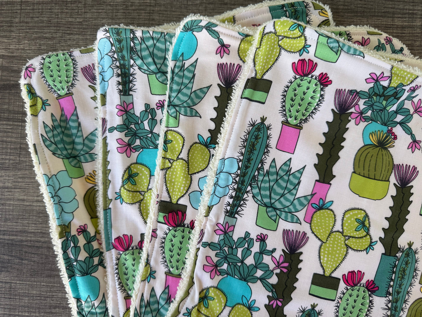 Succulents ~ Decorative Dishrags | 100% Cotton & Terry Cloth | Reusable Kitchen Cleaning Cloths | Set of 4 | 10" x 10"