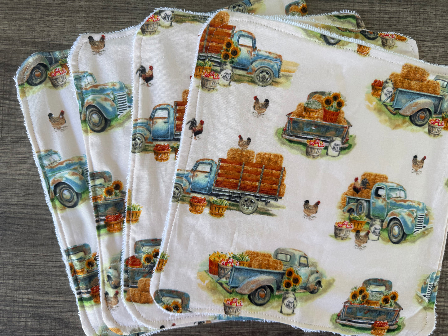 Fall Theme ~ Decorative Dishrags | 100% Cotton & Terry Cloth | Reusable Kitchen Cleaning Cloths | Set of 4 | 10" x 10"