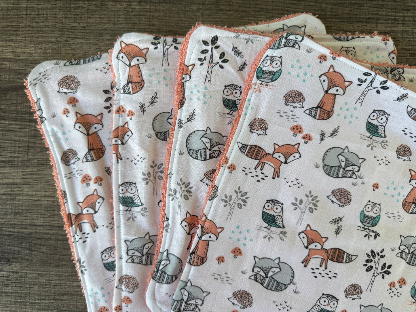Woodland Animals ~ Decorative Dishrags | 100% Cotton & Terry Cloth | Reusable Kitchen Cleaning Cloths | Set of 4 | 10" x 10"