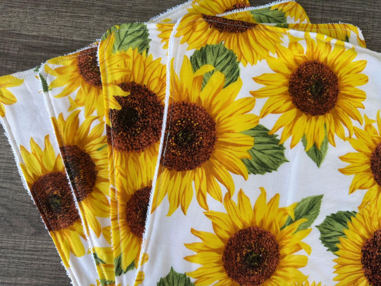 Sunflower ~ Decorative Dishrags | 100% Cotton & Terry Cloth | Reusable Kitchen Cleaning Cloths | Set of 4 | 10" x 10"