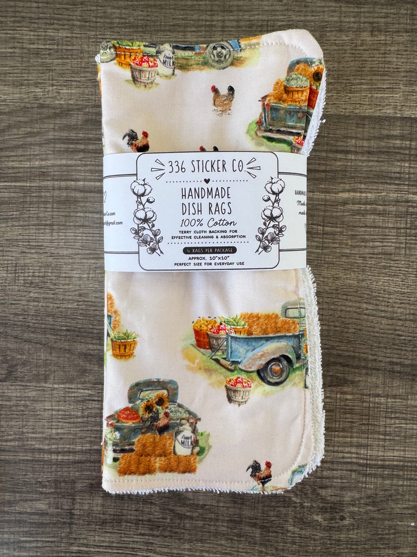 Fall Theme ~ Decorative Dishrags | 100% Cotton & Terry Cloth | Reusable Kitchen Cleaning Cloths | Set of 4 | 10" x 10"