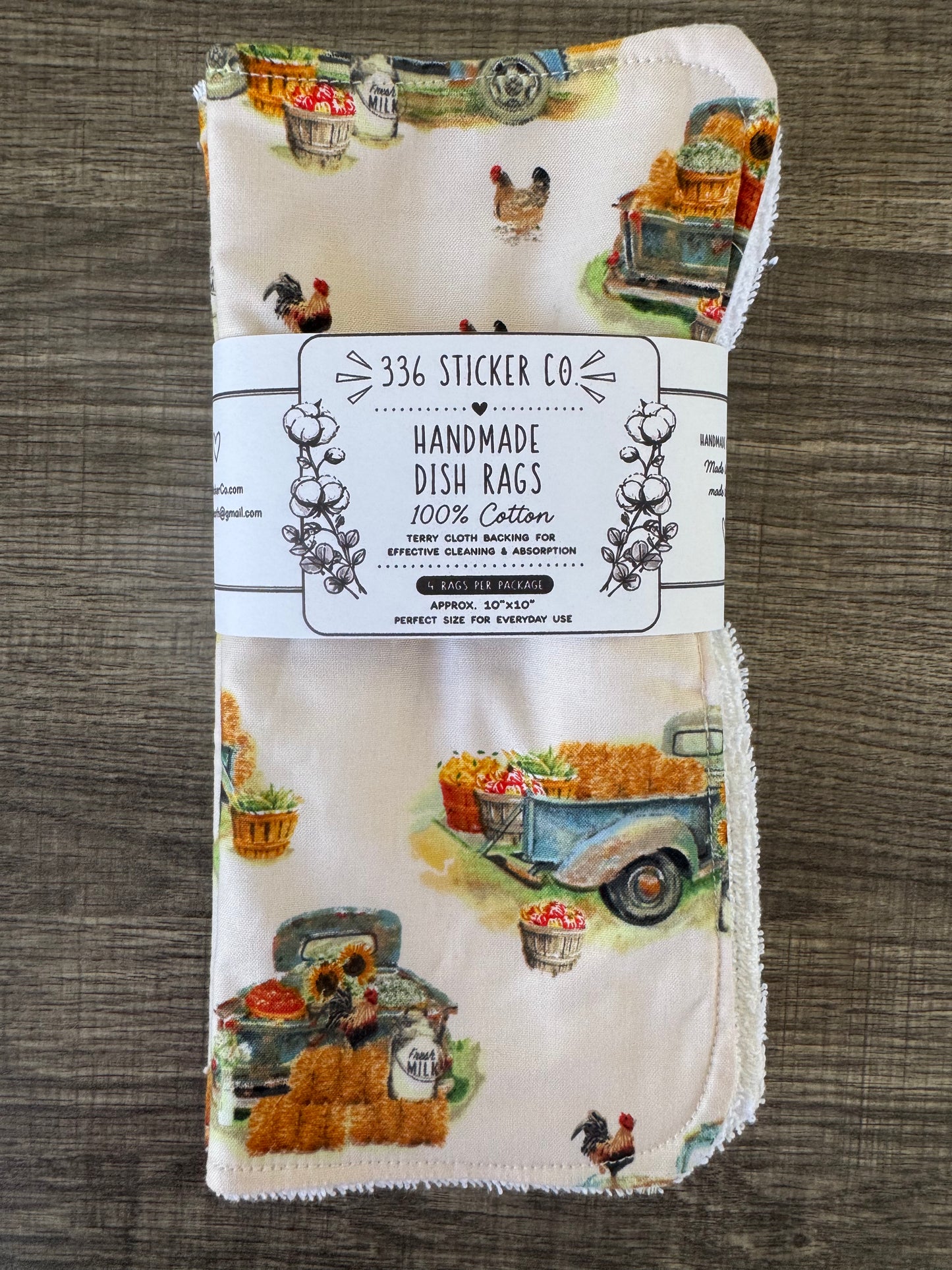 Fall Theme ~ Decorative Dishrags | 100% Cotton & Terry Cloth | Reusable Kitchen Cleaning Cloths | Set of 4 | 10" x 10"