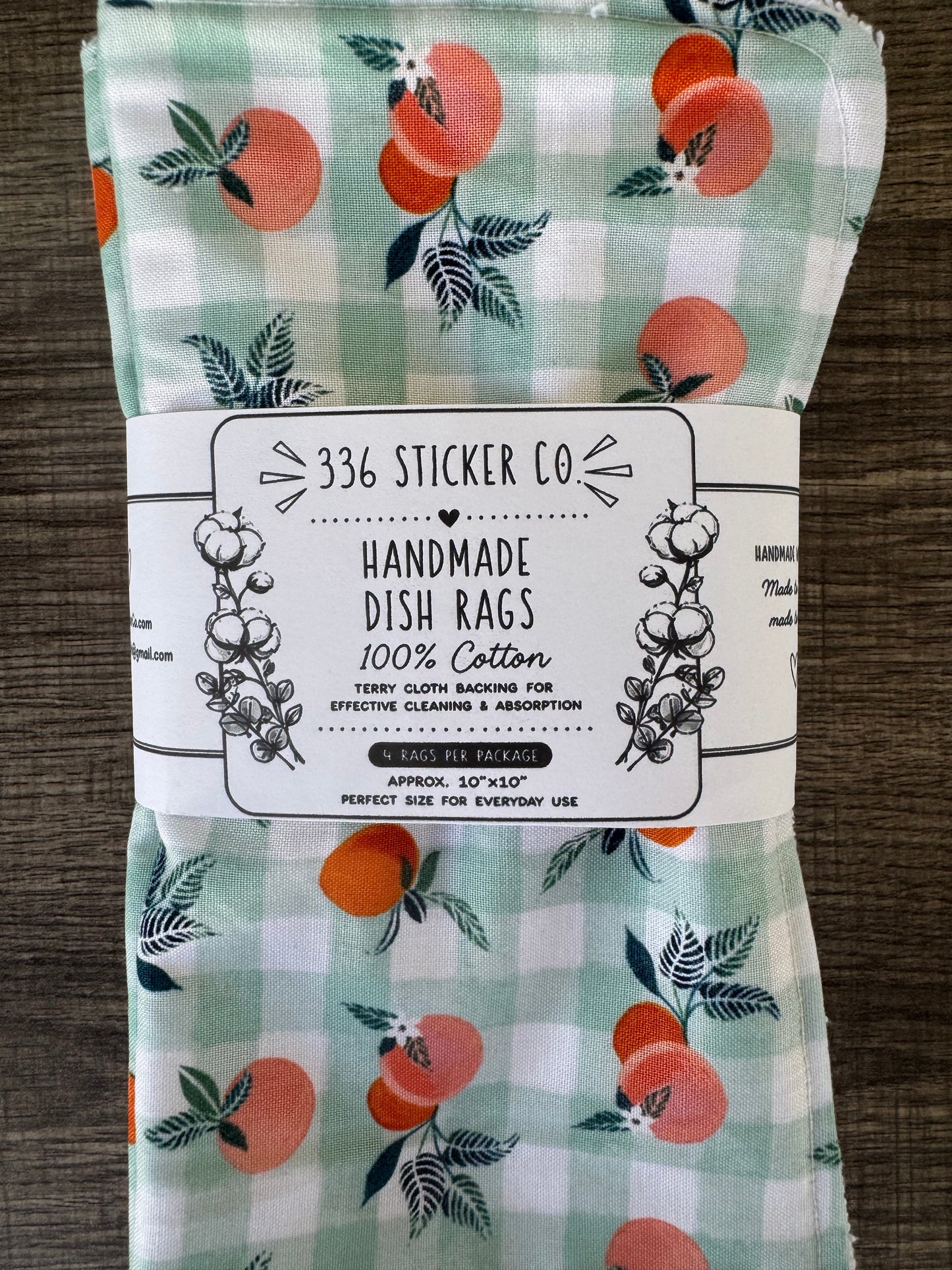 Peach Plaid ~ Decorative Dishrags | 100% Cotton & Terry Cloth | Reusable Kitchen Cleaning Cloths | Set of 4 | 10" x 10"