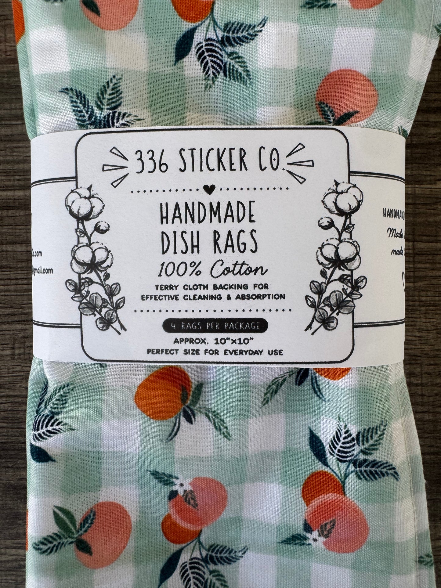 Peach Plaid ~ Decorative Dishrags | 100% Cotton & Terry Cloth | Reusable Kitchen Cleaning Cloths | Set of 4 | 10" x 10"