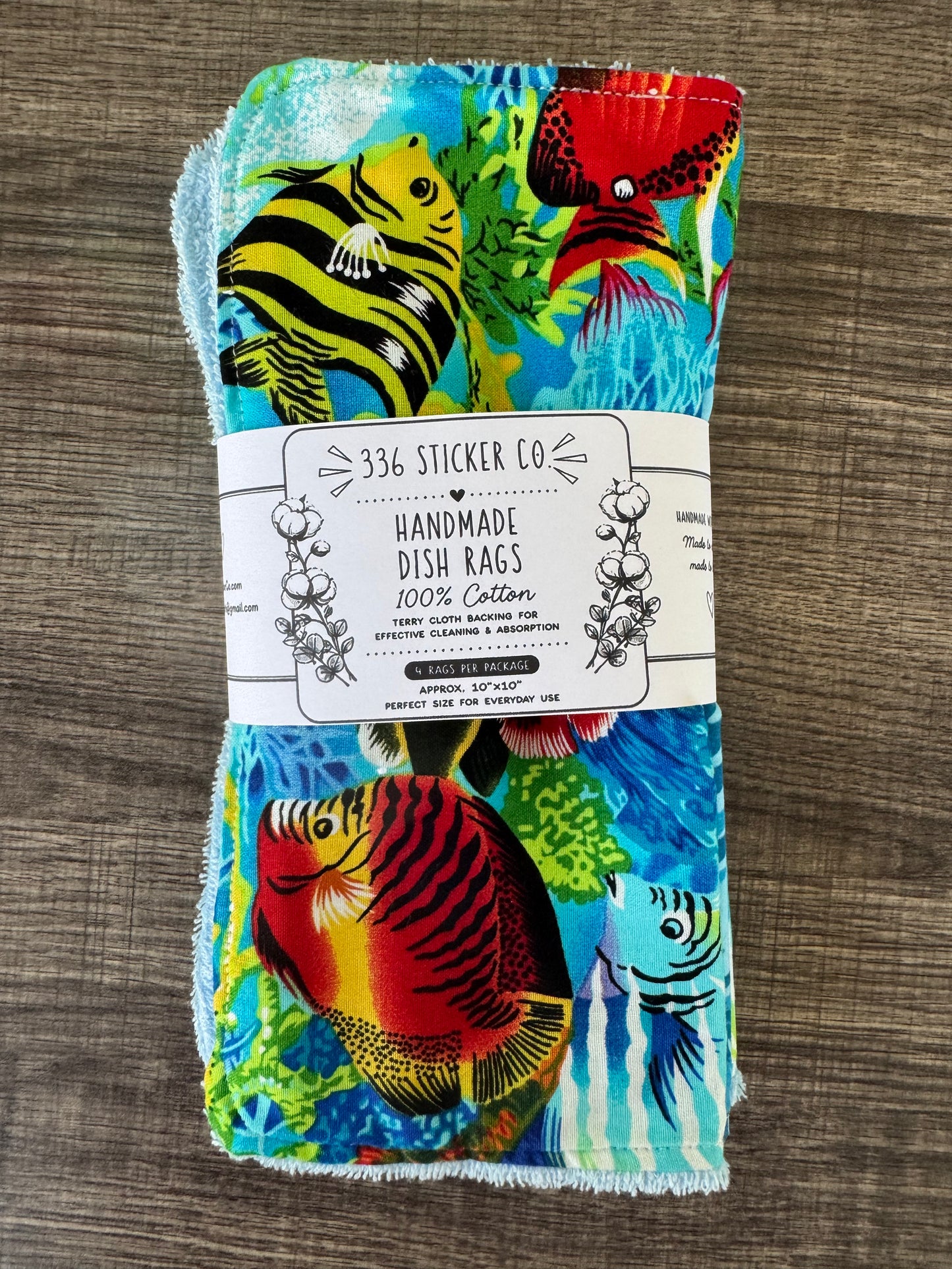 Tropical ~ Decorative Dishrags | 100% Cotton & Terry Cloth | Reusable Kitchen Cleaning Cloths | Set of 4 | 10" x 10"