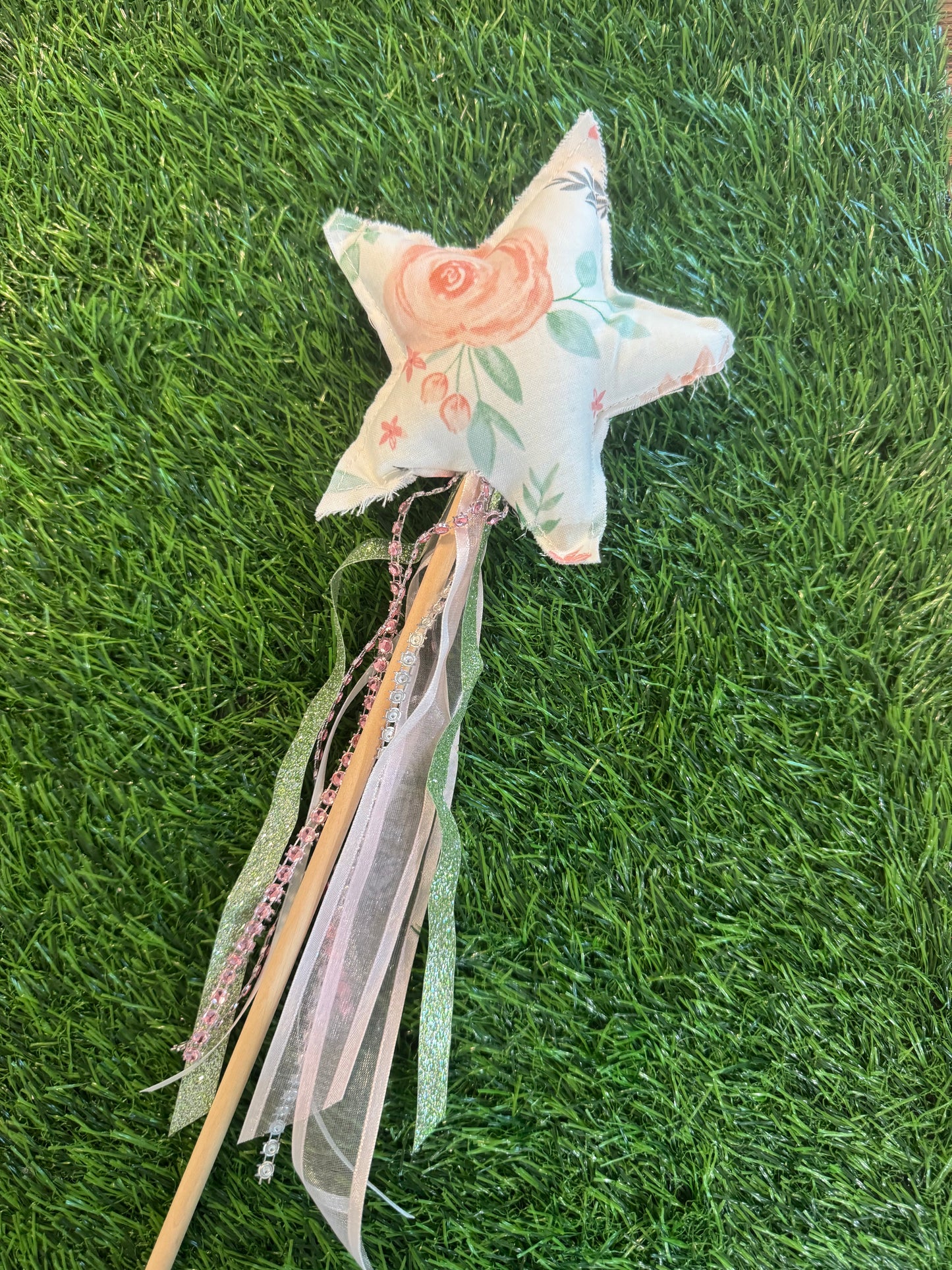 Watercolor Floral - Magical Pretend Play Wand – Handmade Cotton Magic Wand for Kids – Imagination Play Toy