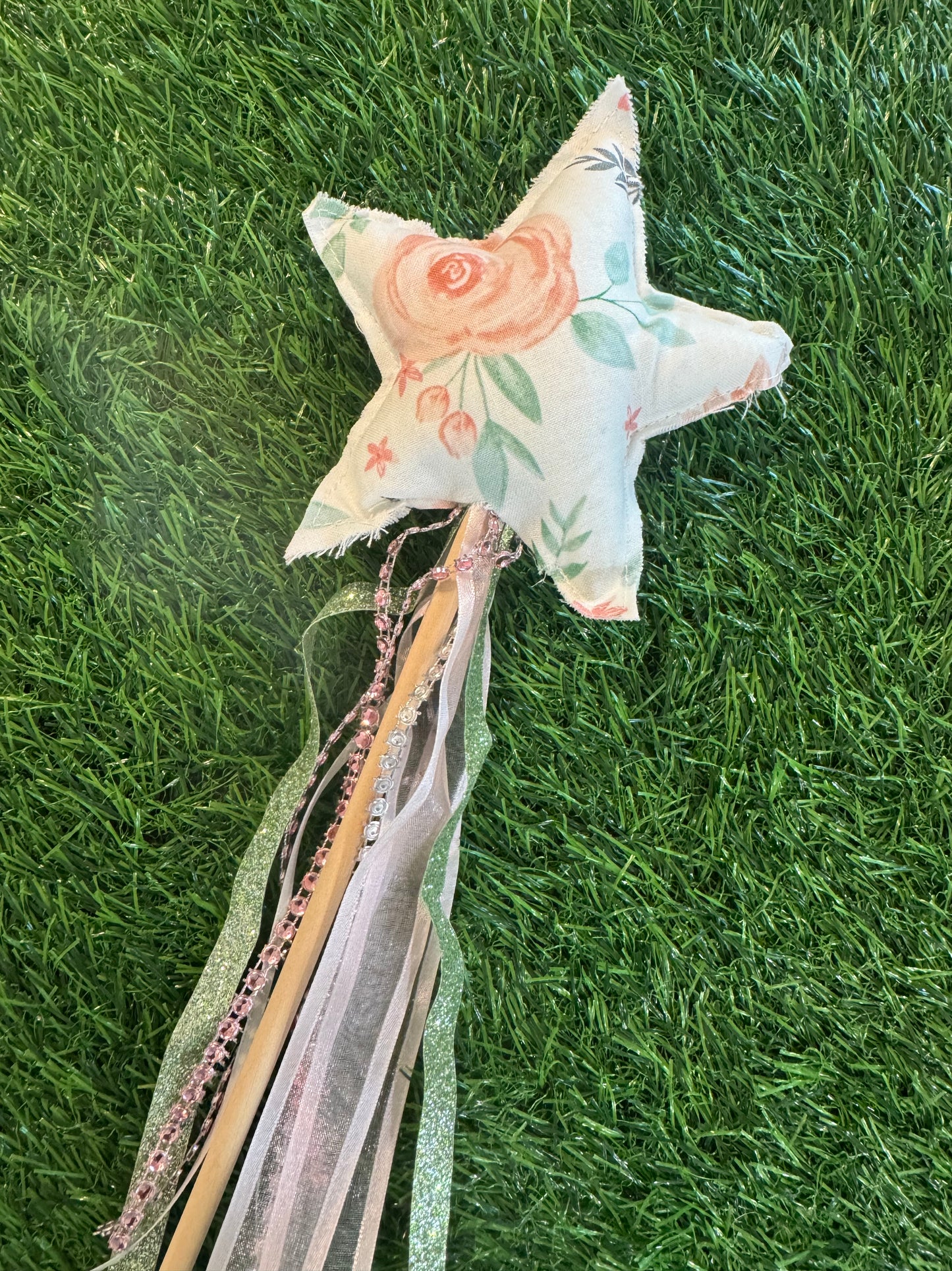 Watercolor Floral - Magical Pretend Play Wand – Handmade Cotton Magic Wand for Kids – Imagination Play Toy