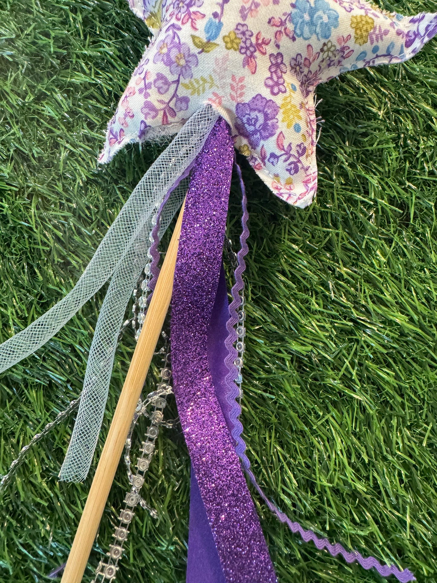 Purple Floral - Magical Pretend Play Wand – Handmade Cotton Magic Wand for Kids – Imagination Play Toy