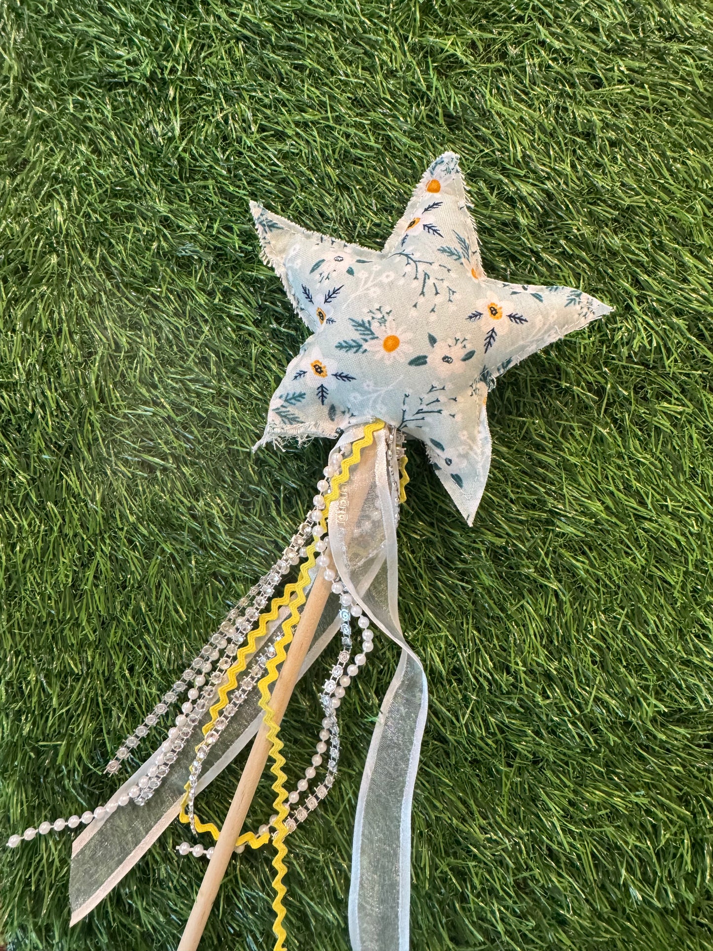 Wildflower Meadow - Magical Pretend Play Wand – Handmade Cotton Magic Wand for Kids – Imagination Play Toy