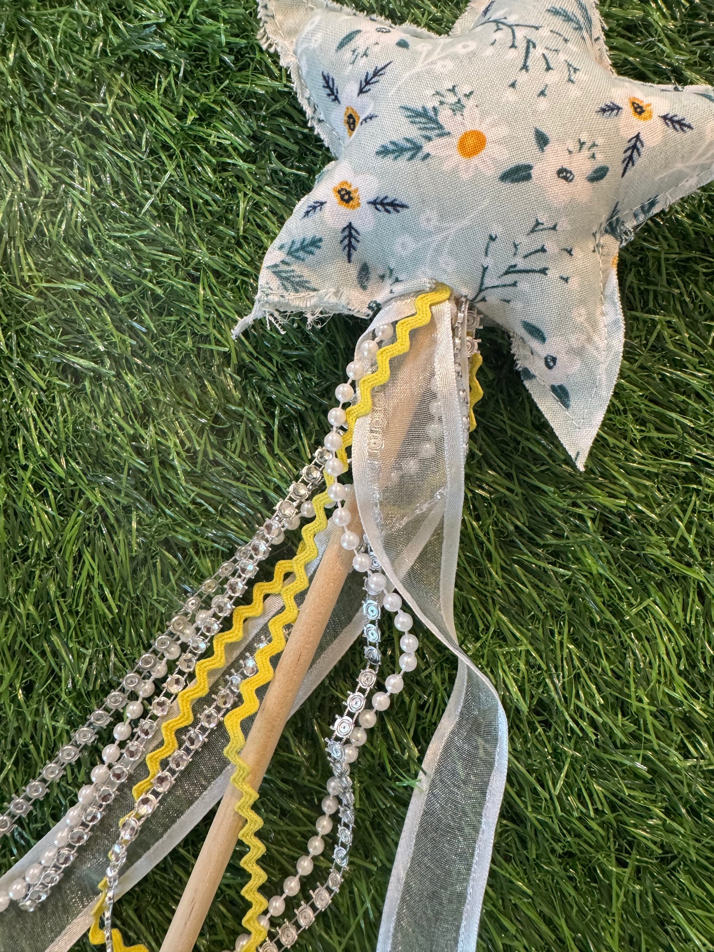 Wildflower Meadow - Magical Pretend Play Wand – Handmade Cotton Magic Wand for Kids – Imagination Play Toy