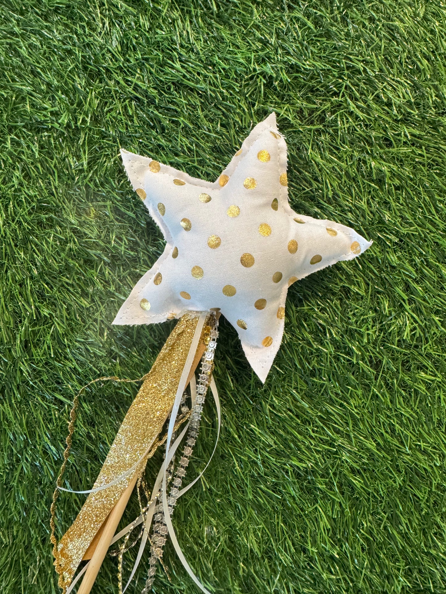 Gold Polka Dots - Magical Pretend Play Wand – Handmade Cotton Magic Wand for Kids – Imagination Play Toy