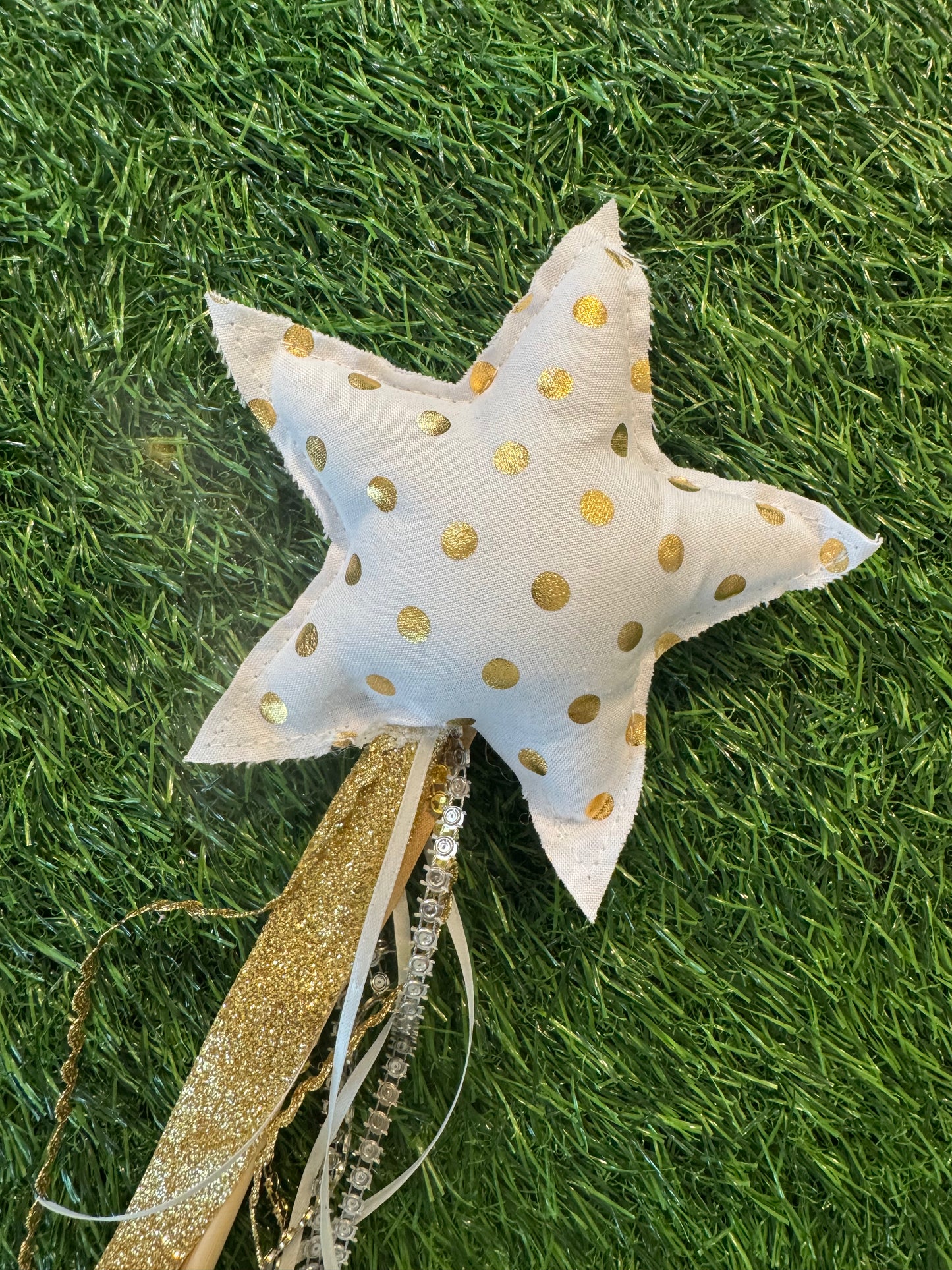 Gold Polka Dots - Magical Pretend Play Wand – Handmade Cotton Magic Wand for Kids – Imagination Play Toy