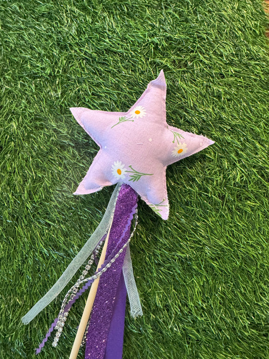 Purple Daisy - Magical Pretend Play Wand – Handmade Cotton Magic Wand for Kids – Imagination Play Toy