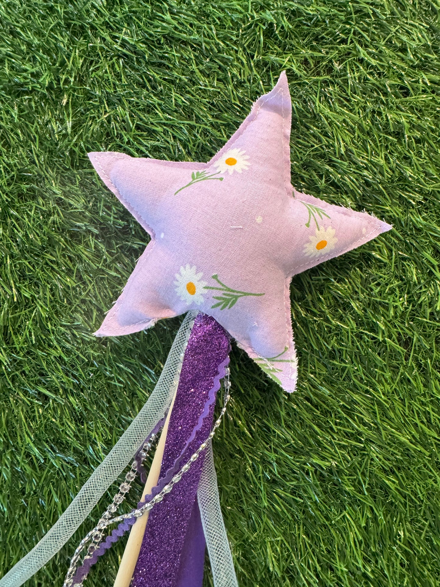 Purple Daisy - Magical Pretend Play Wand – Handmade Cotton Magic Wand for Kids – Imagination Play Toy