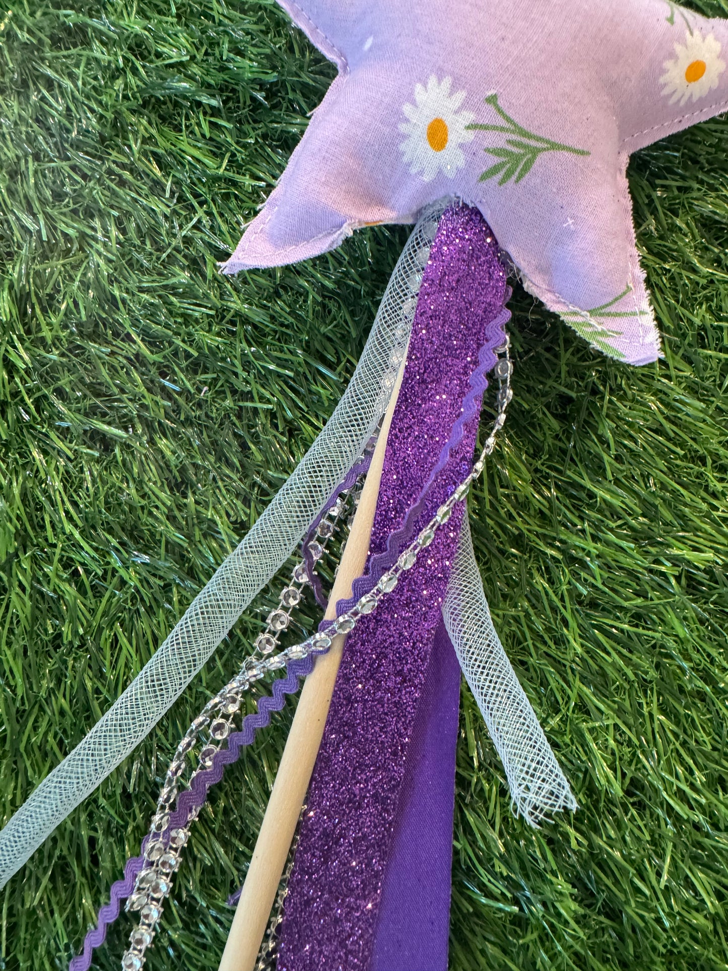 Purple Daisy - Magical Pretend Play Wand – Handmade Cotton Magic Wand for Kids – Imagination Play Toy