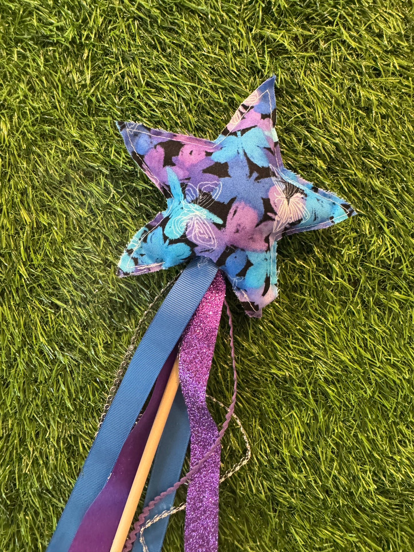 Blue Butterflies - Magical Pretend Play Wand – Handmade Cotton Magic Wand for Kids – Imagination Play Toy