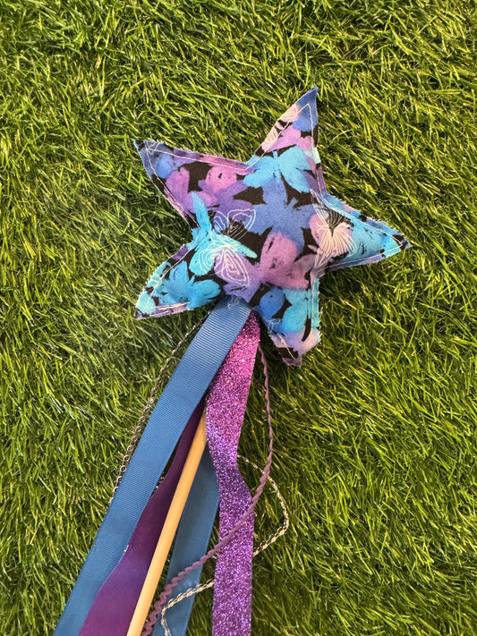 Blue Butterflies - Magical Pretend Play Wand – Handmade Cotton Magic Wand for Kids – Imagination Play Toy