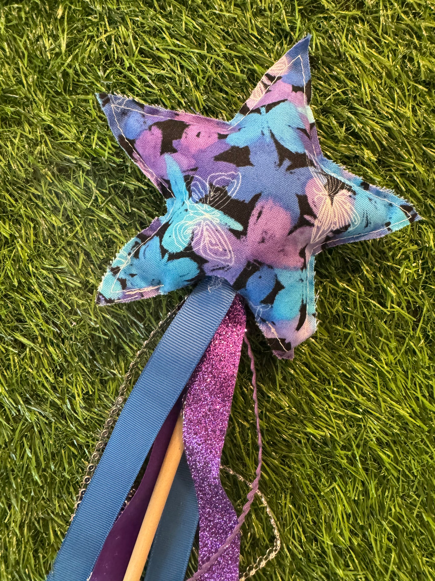 Blue Butterflies - Magical Pretend Play Wand – Handmade Cotton Magic Wand for Kids – Imagination Play Toy