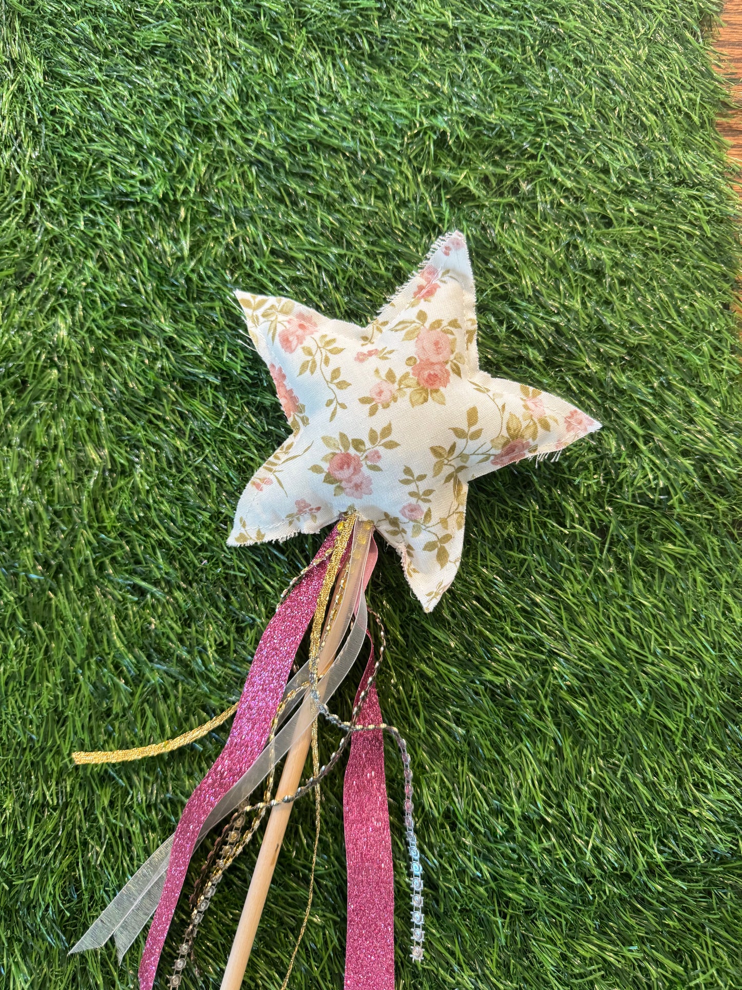 Vintage Floral - Magical Pretend Play Wand – Handmade Cotton Magic Wand for Kids – Imagination Play Toy