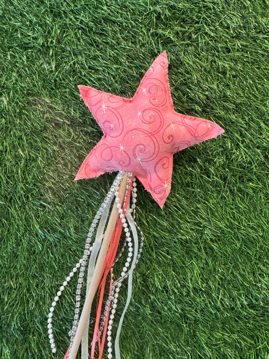 Pink Swirls - Magical Pretend Play Wand – Handmade Cotton Magic Wand for Kids – Imagination Play Toy
