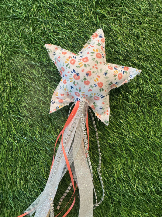 Peach Floral - Magical Pretend Play Wand – Handmade Cotton Magic Wand for Kids – Imagination Play Toy