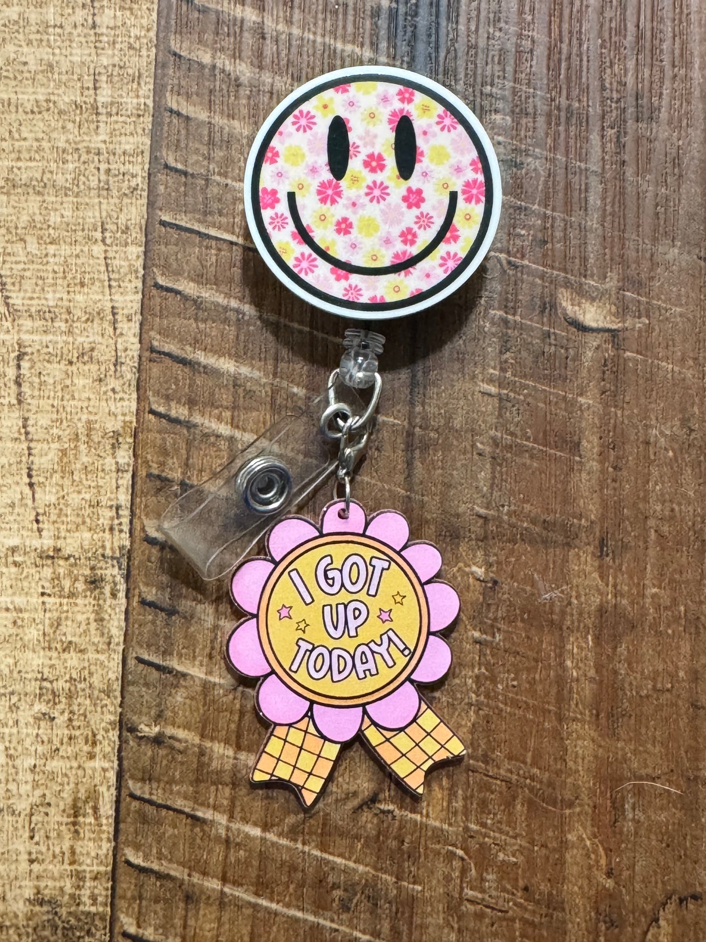 "I Got Up Today" Award Ribbon Badge Charm - Funny Mental Health Awareness Gift - Small Victories ID Flair - Encouragement Token for Coworkers & Friends