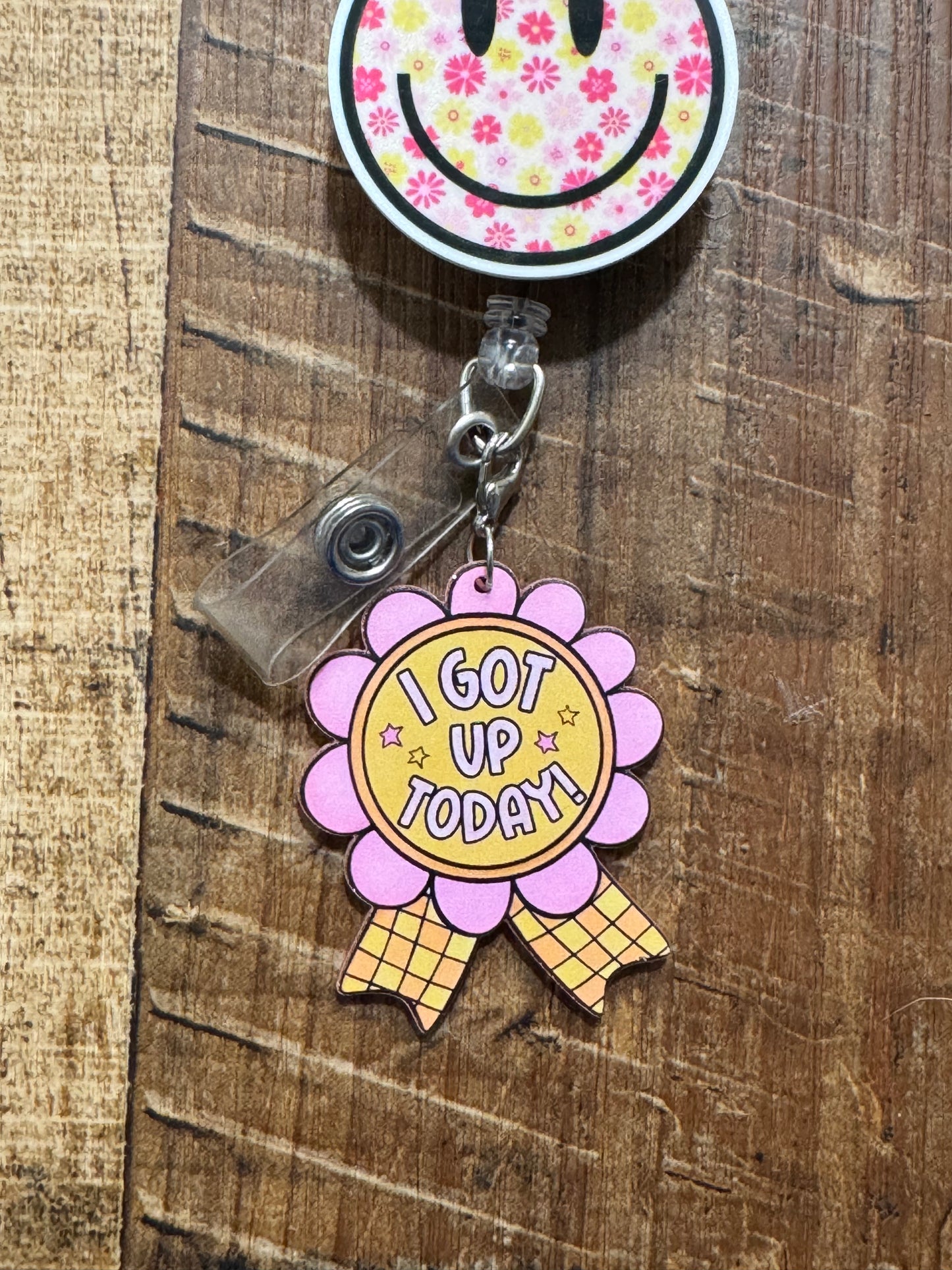 "I Got Up Today" Award Ribbon Badge Charm - Funny Mental Health Awareness Gift - Small Victories ID Flair - Encouragement Token for Coworkers & Friends
