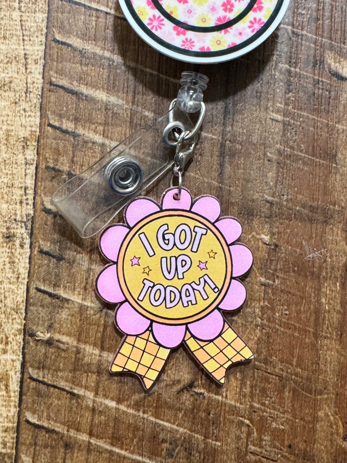 "I Got Up Today" Award Ribbon Badge Charm - Funny Mental Health Awareness Gift - Small Victories ID Flair - Encouragement Token for Coworkers & Friends