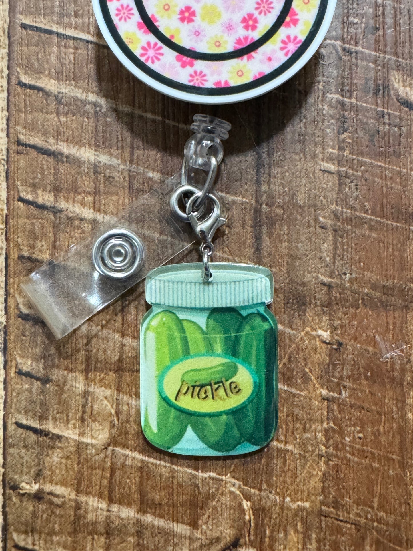 "Kind of a Big Dill" Pickle Badge Reel Charm - Sarcastic Work Accessory for Nurses & Teachers - Funny Foodie Lanyard Flair - Dill With It ID Holder Charm