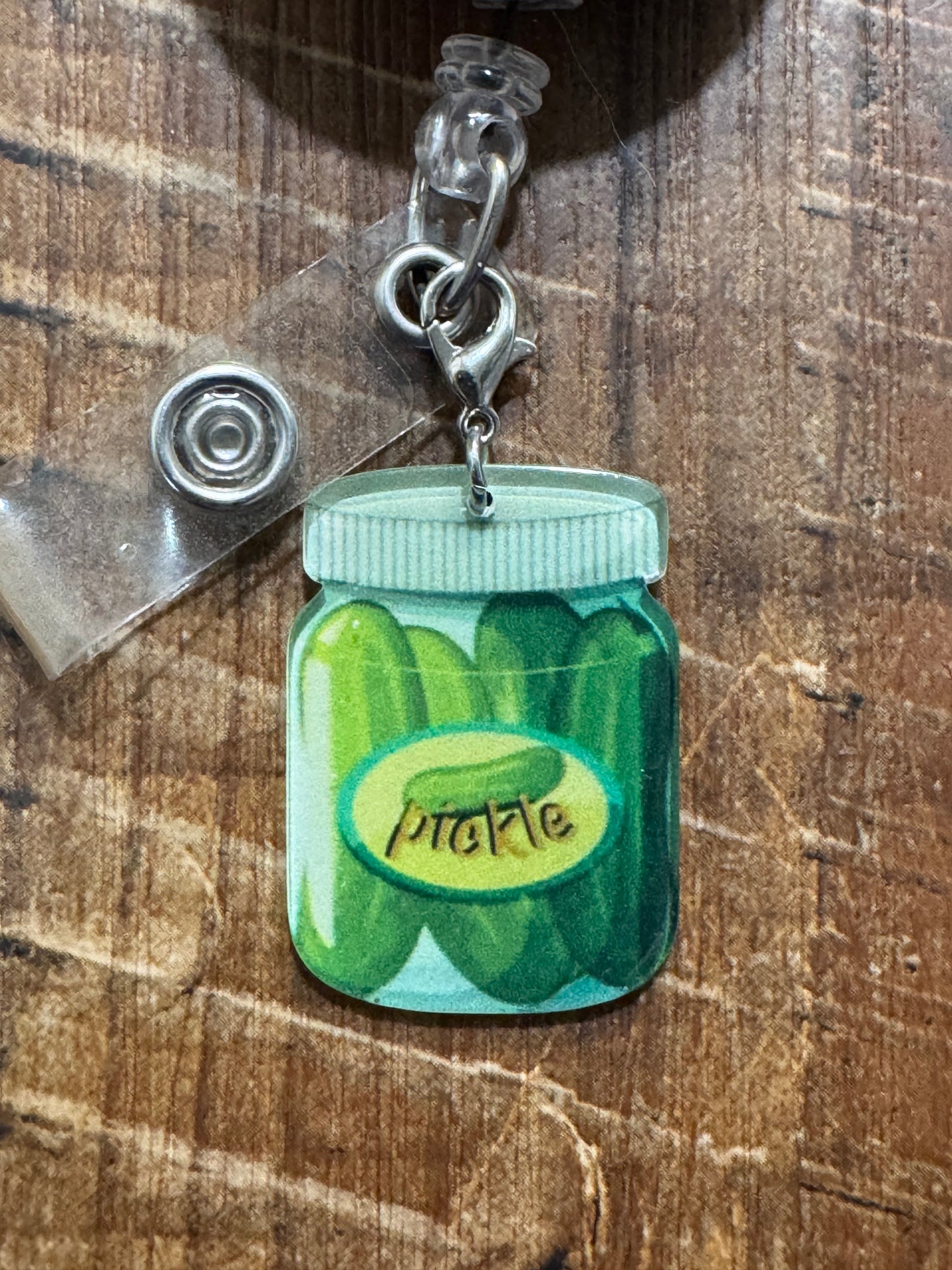 "Kind of a Big Dill" Pickle Badge Reel Charm - Sarcastic Work Accessory for Nurses & Teachers - Funny Foodie Lanyard Flair - Dill With It ID Holder Charm